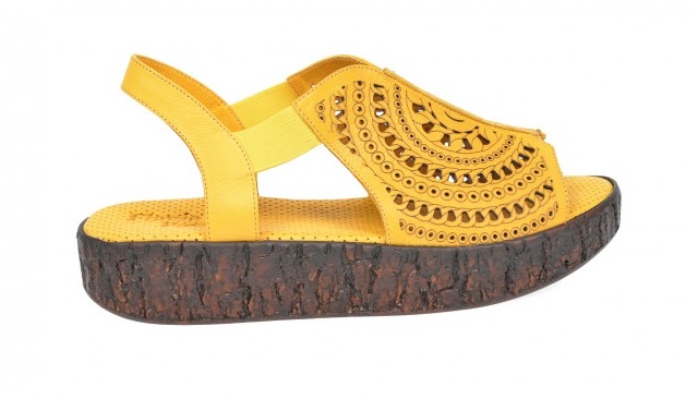 Sandale cu platforma din piele naturala Galbene
