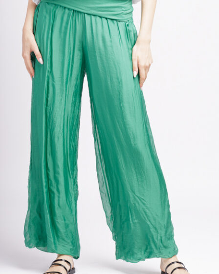 Pantaloni verzi din matase naturala